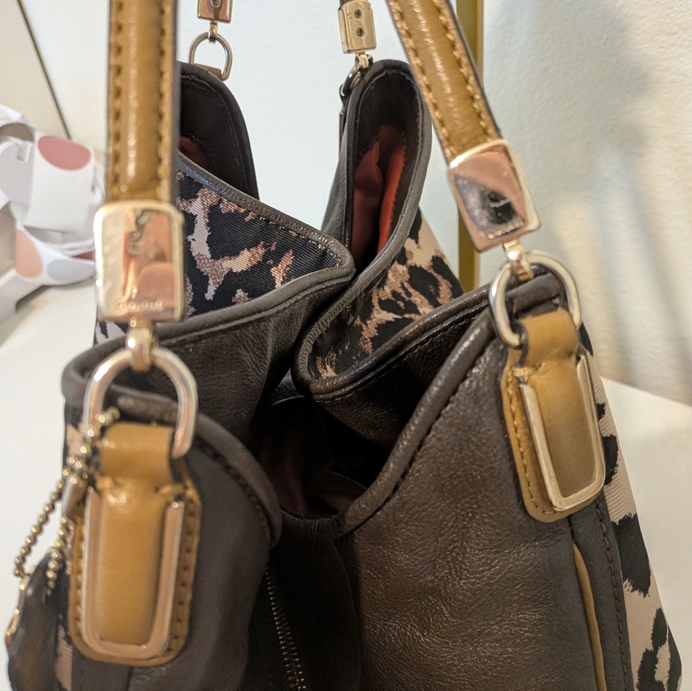 Coach Leopard Print Shoulder Bag in Beige and Brown - Picture 7 of 12